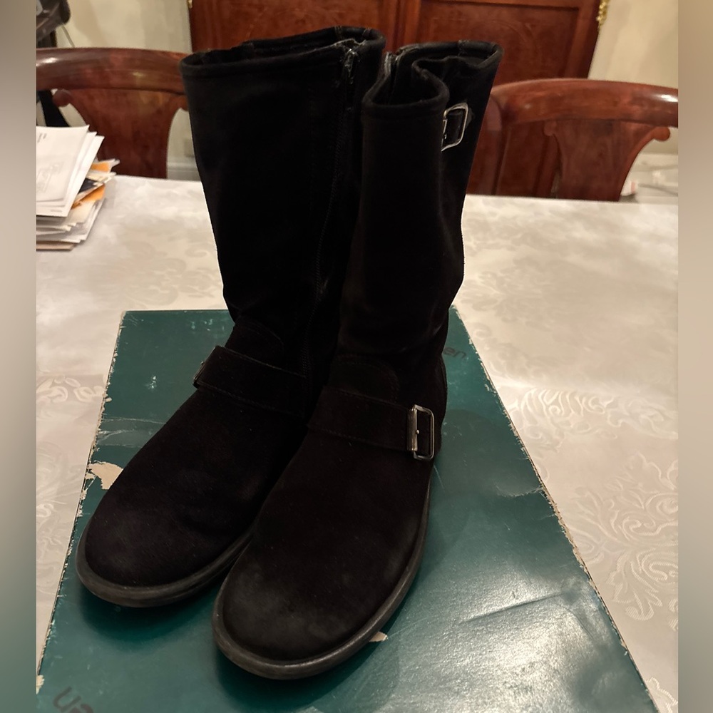 Paul Green Black Suede Boots with Buckle
